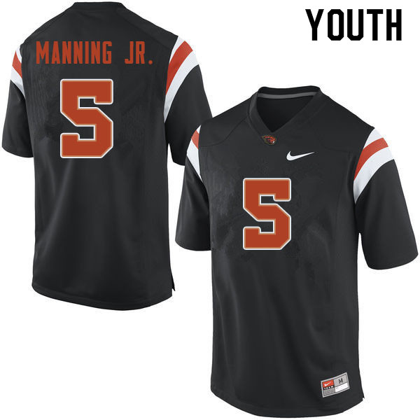 Youth #5 Jeffrey Manning Jr. Oregon State Beavers College Football Jerseys Sale-Black - Click Image to Close